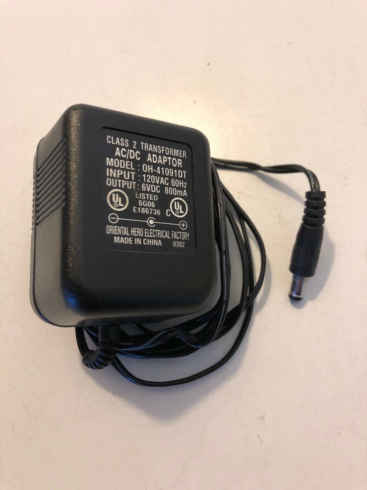 *Brand NEW*OH-41091DT Class 2 Transformer 6V DC 800mA Ac Adapter